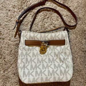 Michael Kors Cream and Brown Crossbody Bag